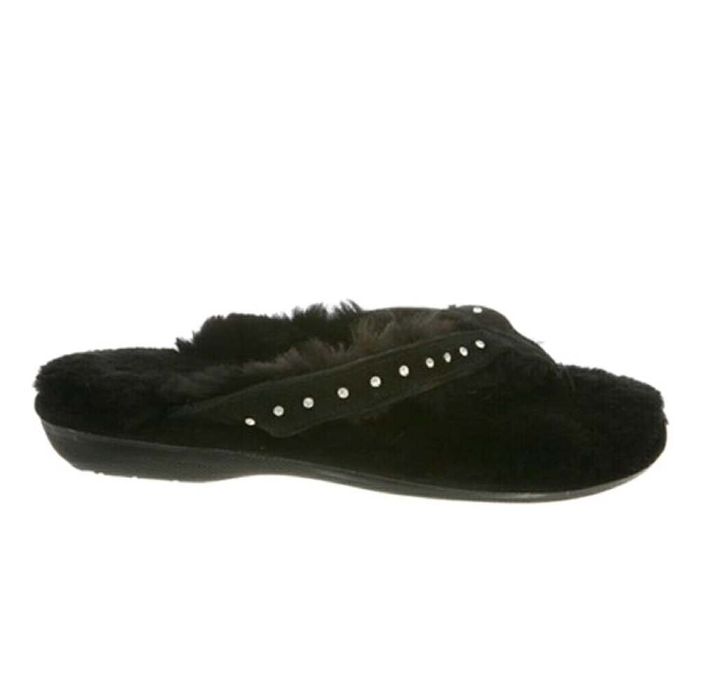 Sheepskin Leather Rhinestone Flip-flops Sz 8